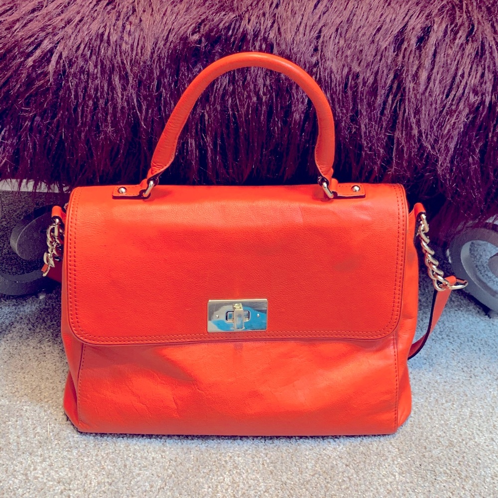 Beautiful Kate Spade RedOrange Leather Satchel Bag